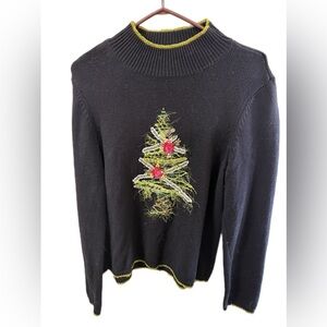 Black Christmas Tree Sweater Large